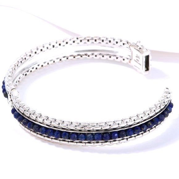 John HARDY JAI LAPIS 8.40ct Box Chain Sterling Silver Bangle Bracelet -AVG NIB - Picture 9 of 15